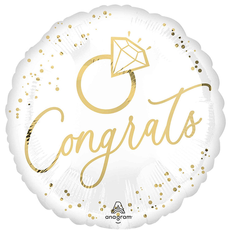 45cm Standard HX White Gold Wedding Foil Balloon