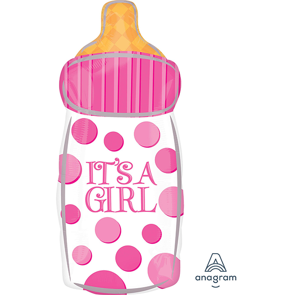Junior Shape XL Baby Bottle ITS A GIRL Balloon