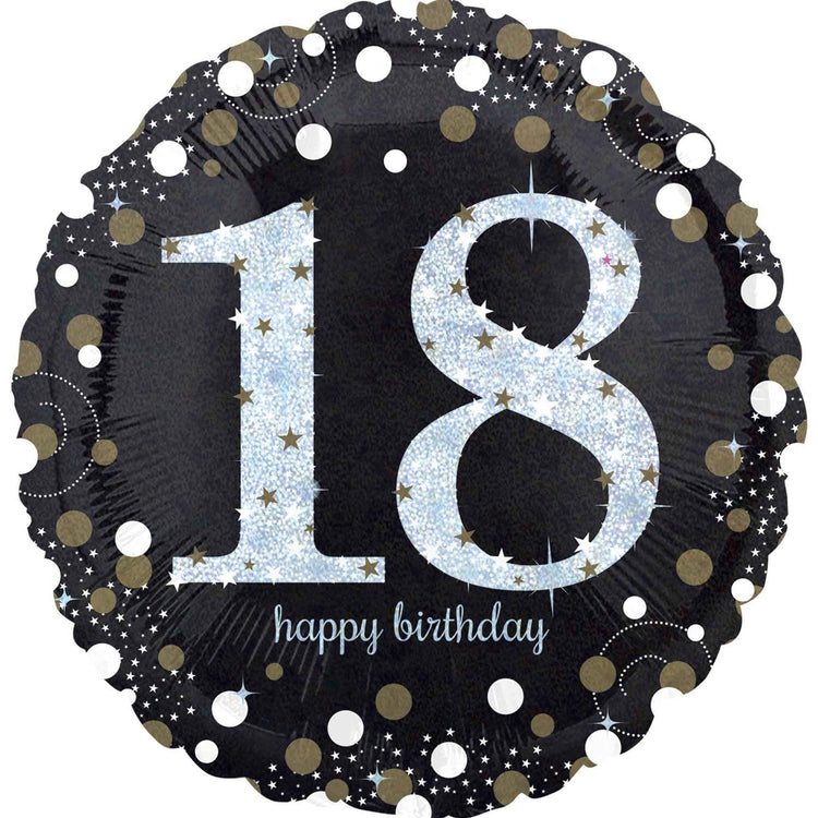 18th Sparkling Holographic Standard Foil Balloon