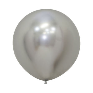 Sempertex 60cm Metallic Reflex Silver Latex Balloons 981 10PK Pack of 10