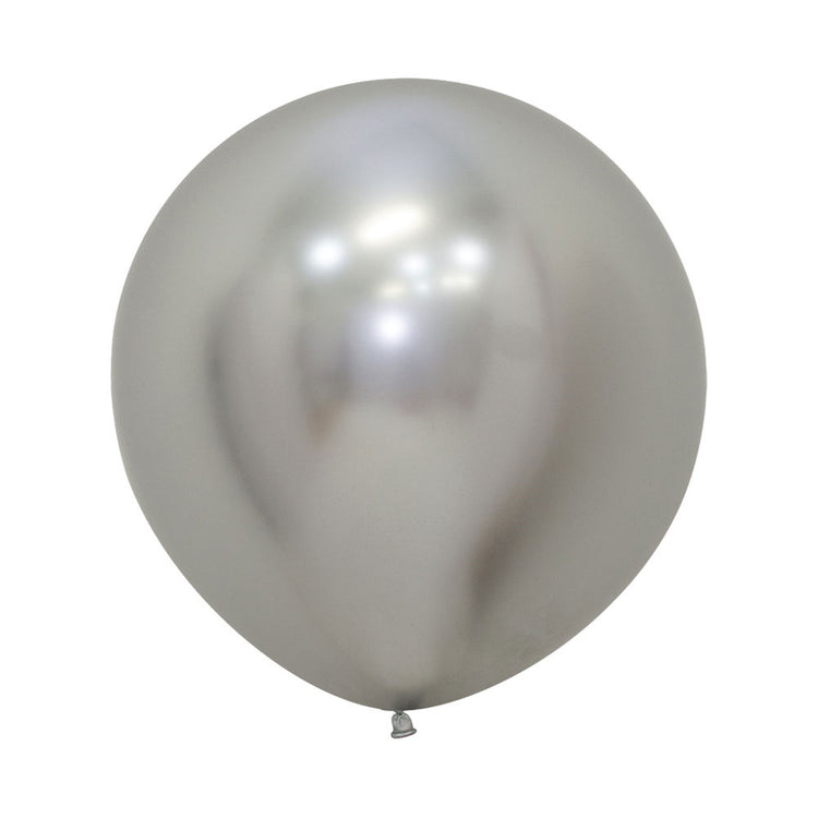 Sempertex 60cm Metallic Reflex Silver Latex Balloons 981 10PK Pack of 10