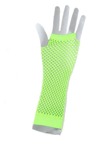 Acid Green Long Fishnet Gloves