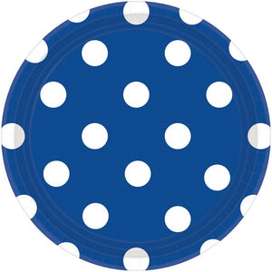 Dots 23cm Round Plates Bright Royal Blue Pack of 8