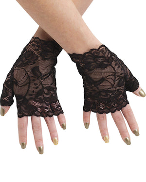80s Sexy Black Lace Fingerless Mitts