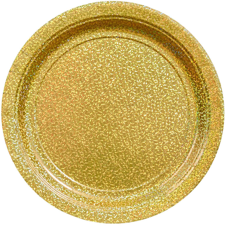 Prismatic 17cm Gold Round Paper Plates Pack of 8