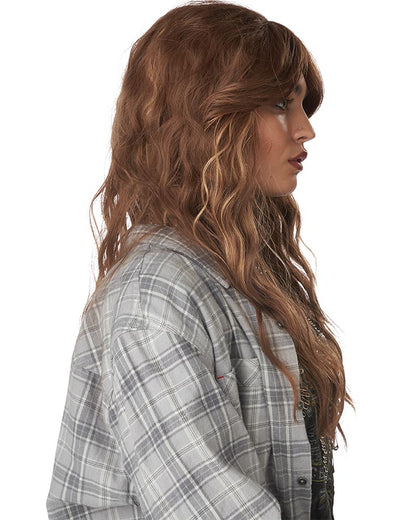 90s Grunge Rocker Long Brown Wig