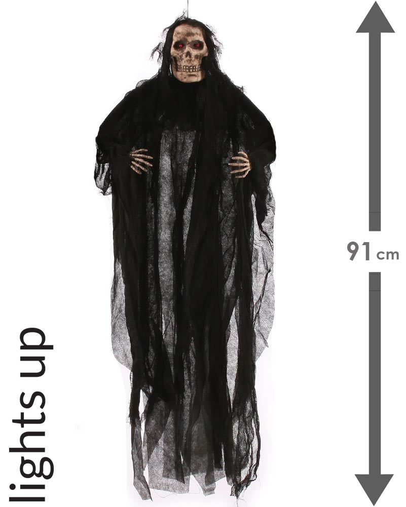 Light Up Hanging Reaper with Black Shroud 91cm