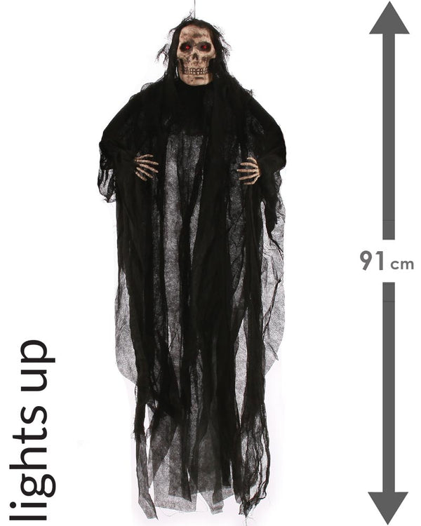 Light Up Hanging Reaper with Black Shroud 91cm