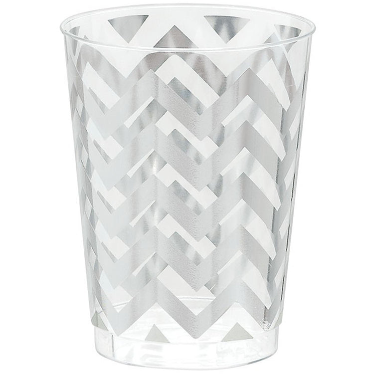 Christmas Premium Chevron Silver 295ml Tumbler Pack of 20