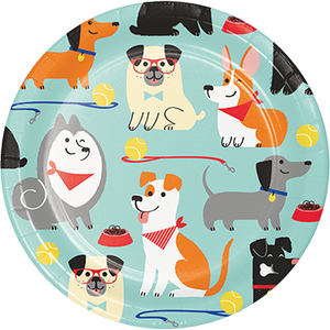Dog Party 17cm Round Paper Plates Pack of 8