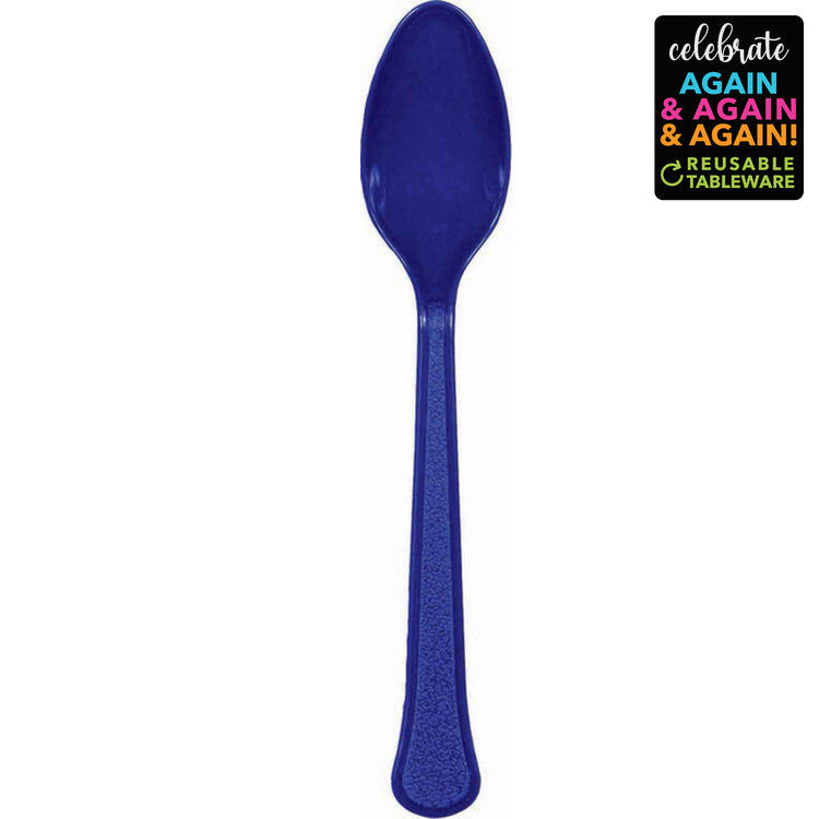 Premium Spoons 20 Pack Bright Royal Blue - Extra Heavy Weight Pack of 20