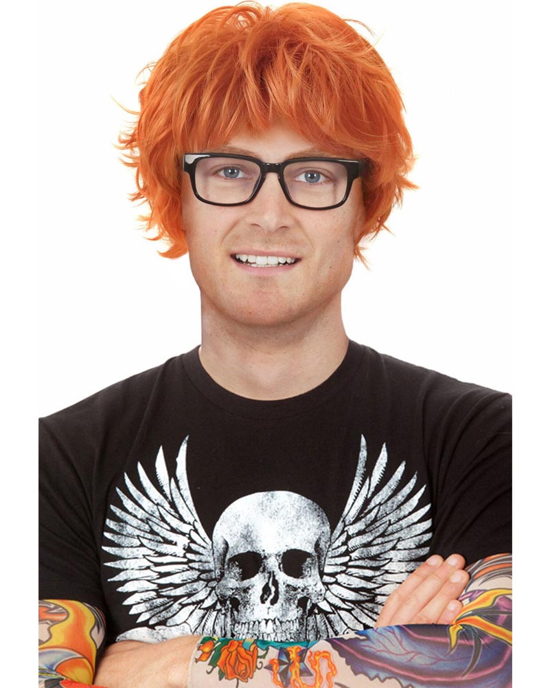 Shape Of You Orange Wig Glasses and Tattoo Sleeves Set