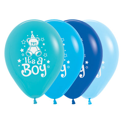 Sempertex 30cm Its A Boy Teddy Fashion Assorted Latex Balloons 25PK Pack of 25