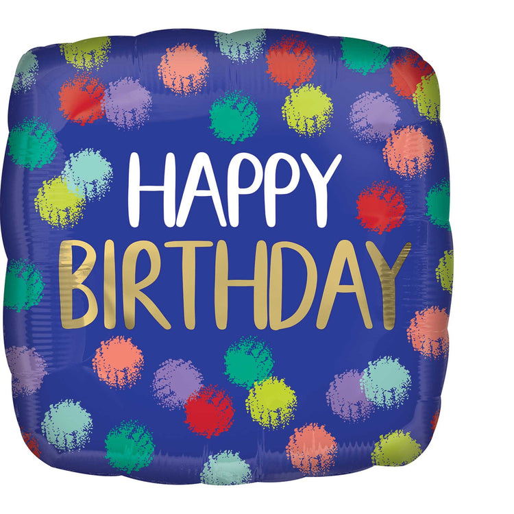 45cm Standard HX Brushed Happy Birthday Balloon