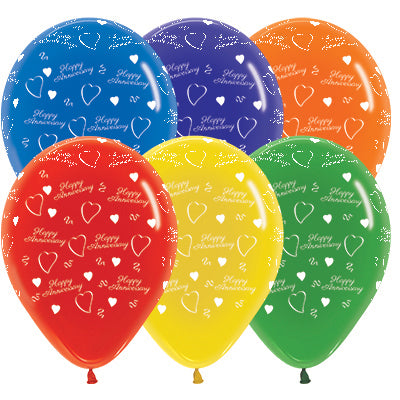 Sempertex 30cm Anniversary Crystal Assorted Latex Balloons 25PK Pack of 25