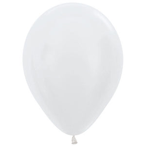 Sempertex 30cm Satin Pearl White Latex Balloons 406, 100PK Pack of 100