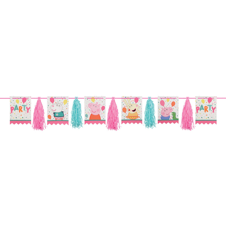 Peppa Pig Confetti Party Pennants & Tassel Garland Glittered