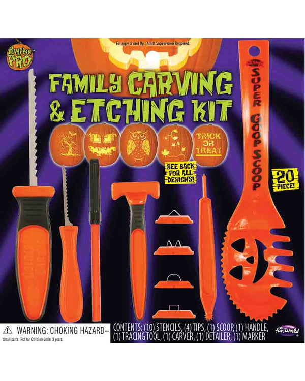 20 Piece Family Pumpkin Carving and Etching Kit