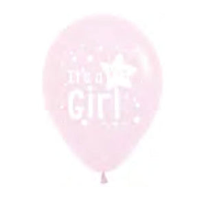 Sempertex 30cm Its a Girl Star Pastel Matte Pink - 25PK Balloon