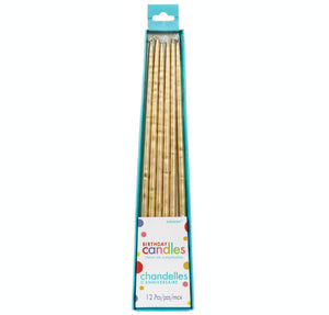 Christmas Gold Dinner Candles Pack of 12