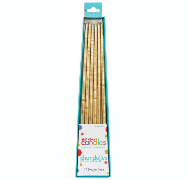 Christmas Gold Dinner Candles Pack of 12