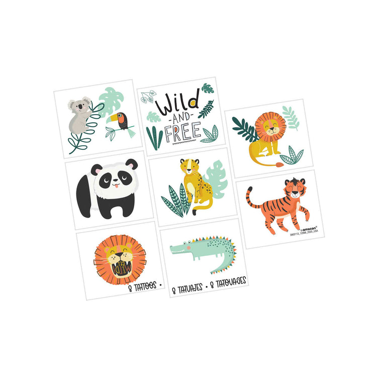 Get Wild Jungle Tattoos Pack of 8