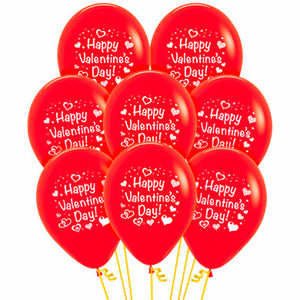 Happy Valentines Day and Hearts Fashion Red 30cm Sempertex Latex Balloons Pack of 12