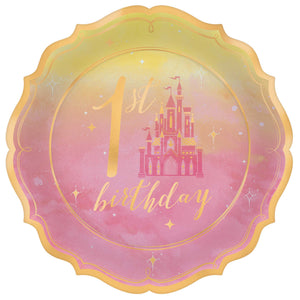 Disney Princess Once Upon A Time 17cm 1st Birthday Metallic Plates Pack of 8