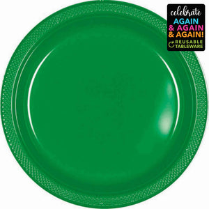 Festive Green Premium Plastic Plates 17cm 20 Pack