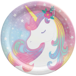 Enchanted Unicorn 17cm Round Paper Plates Pack of 8