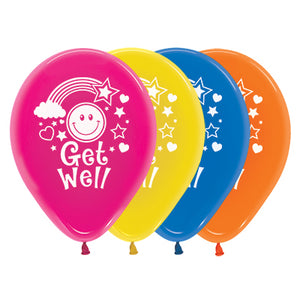 Sempertex 30cm Get Well Smiley Faces Crystal Assorted Latex Balloons 25PK Pack of 25