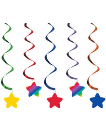 Rainbow Hanging Swirl Decorations Pack of 5
