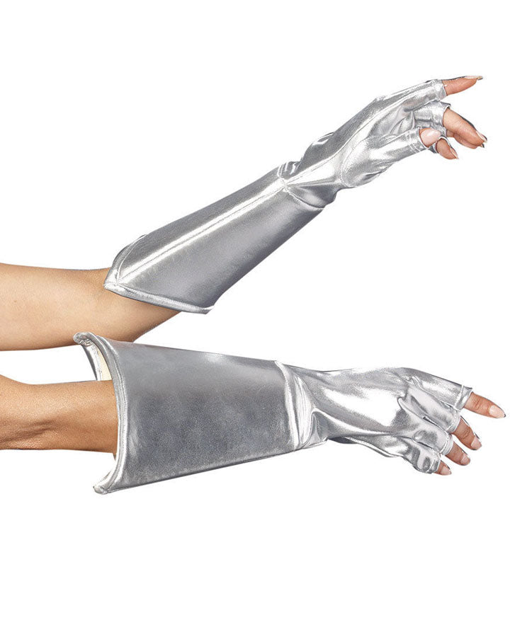 80s Silver Fingerless Gloves