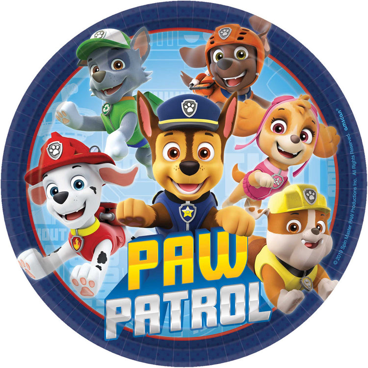 Paw Patrol Adventures 7in/ 17cm Round Plates Pack of 8