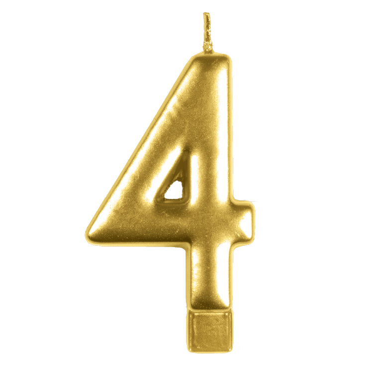 Candle Numeral Moulded Gold #4