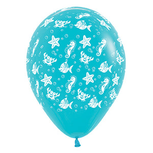 Sempertex 30cm Sea Creatures Fashion Caribbean Blue Latex Balloons 25PK Pack of 25