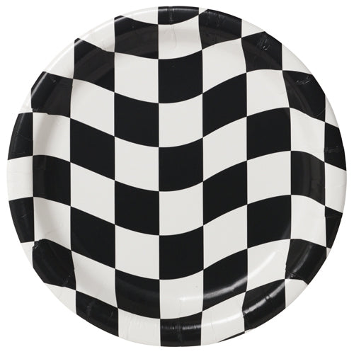 Black & White Check Dinner Plates Paper 22cm Pack of 8