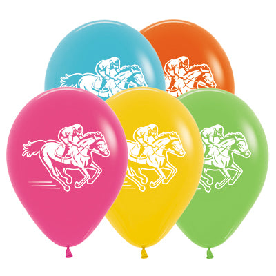 Sempertex 30cm Horse Racing Tropical Assorted Latex Balloons 25PK Pack of 25