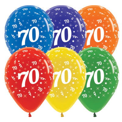 Sempertex 30cm Age 70 Crystal Assorted Latex Balloons Pack of 25