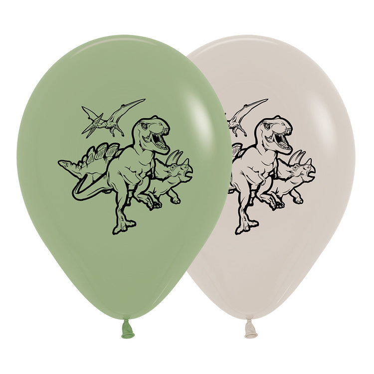 Sempertex 30cm Dinosaurs Fashion Eucalyptus & White Sand Latex Balloons, 25PK Pack of 25