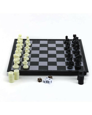 3 in 1 Magnetic Chess Checkers and Backgammon Foldable Board