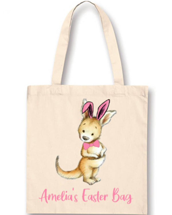 Pink Easter Kangaroo Personalised Easter Bag
