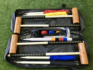 Championship Hardwood Croquet Mallet Set Game 4 Player Set with Carry Bag