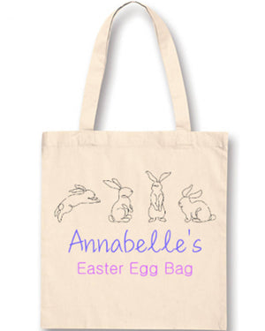 Girls Stencil Easter Bunnies Personalised Easter Bag