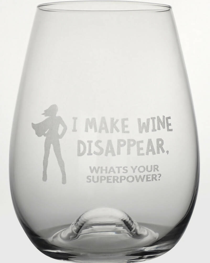 I Make Wine Disappear Engraved 460ml Stemless Wine Glass