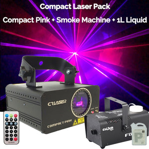 Pink Laser Disco Light 250mW and Smoke Machine 1L Party Set