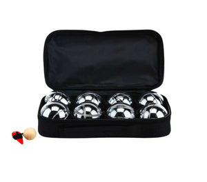 Deluxe 8 Metal Bowls Bocce or Petanque Silver Game Set