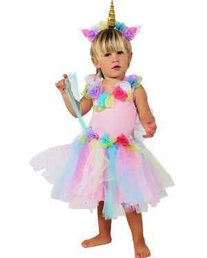 Pastel Unicorn Dress and Headband Premium Girls Costume