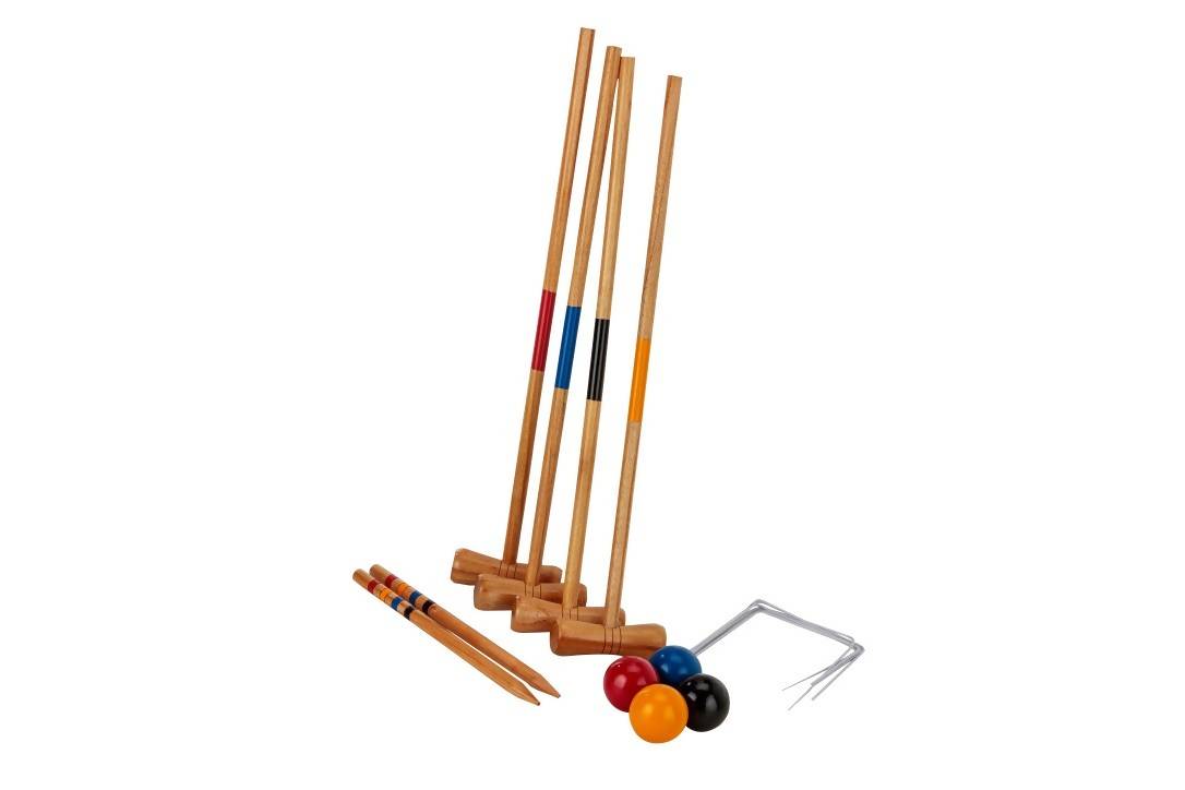 Kids Wooden Outdoor Mini Croquet Set with 4 Mallets