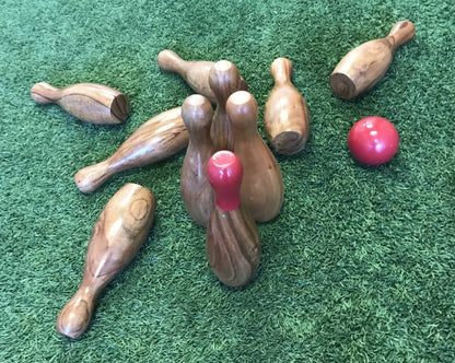 Outdoor Wooden Skittles Bowling Lawn Game Set